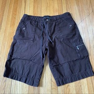 Eddie Bauer Shorts Womens 12 Bermuda Ripstop Brown Utility Mid Rise